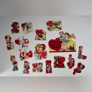 Vintage Die-Cut Valentine Cards – Mid-Century Lot of 16 (1940s–60s) articulate